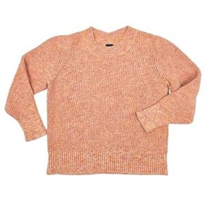 GAP Women XL Speckled Peach Knit Crew‎ Neck Sweater Ribbed Puff Sleeve